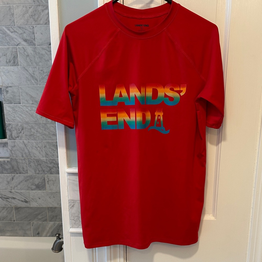 Lands' End Kids Vibrant Red Swim Rashguard
